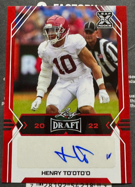 2022 Leaf Draft - Autographs Red #BA-HT1 Henry To'Oto'O (AU, RC) Signed