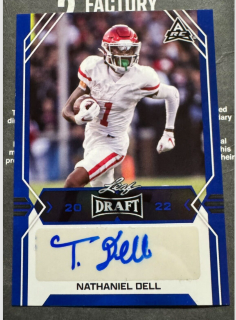 Nathaniel Dell 2022 Leaf Draft Football BLUE #BA-ND1 ROOKIE AUTOGRAPH