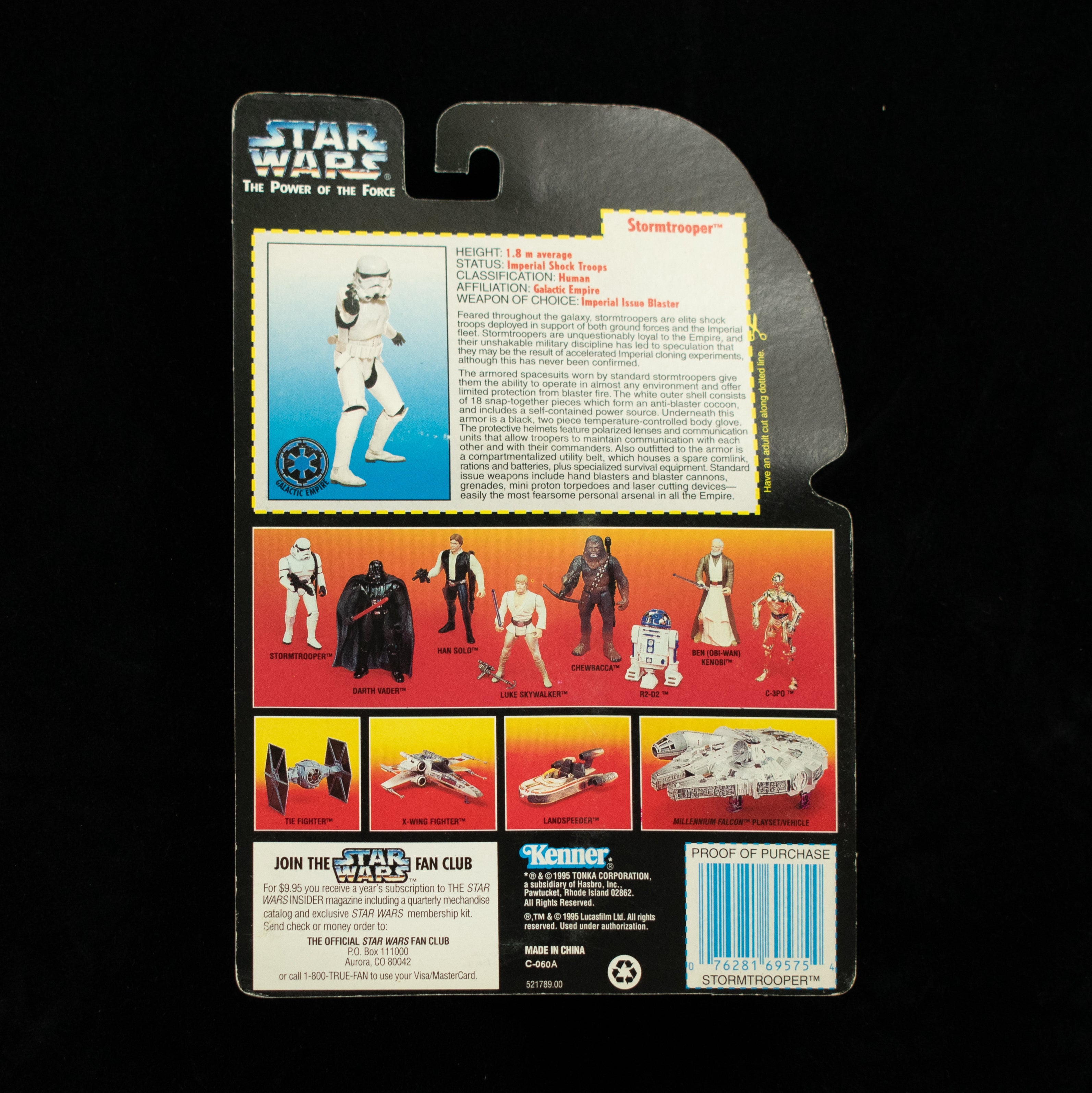 Storm Trooper Star Wars 1995 Kenner Blaster Rifle Power Of the Force Orange Card