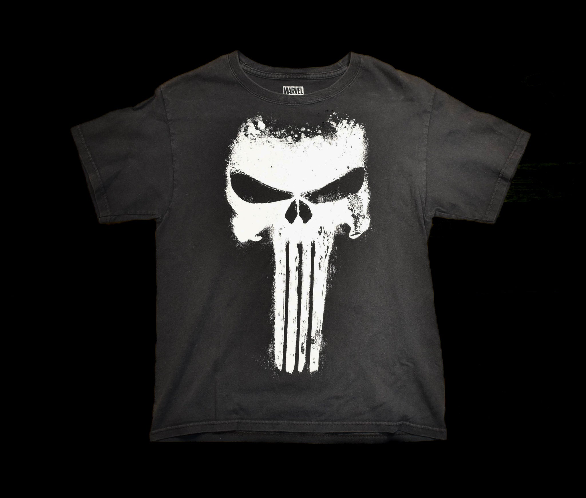 Punisher Marvel Vintage Black T-Shirt Large Kids Short Sleeve Shirt Used