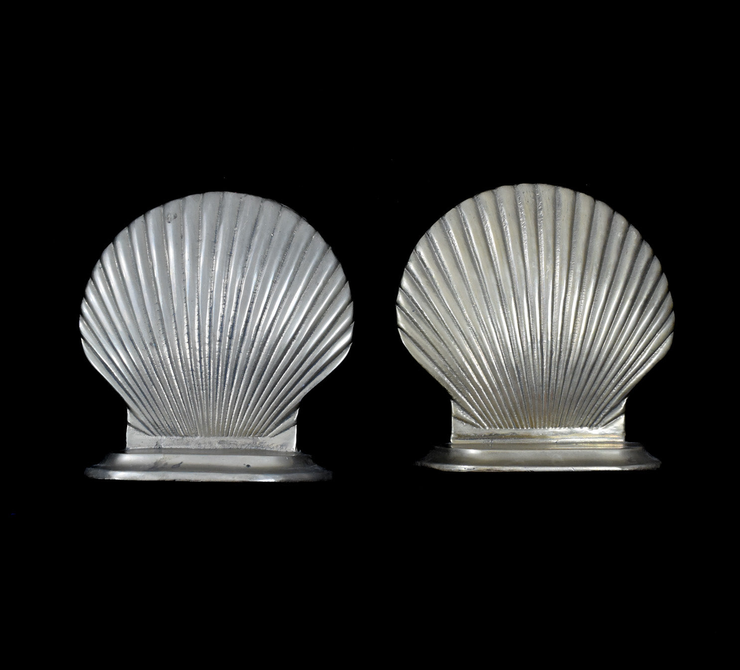 Vintage Metal Sea Shells Used Heavy Set of 2