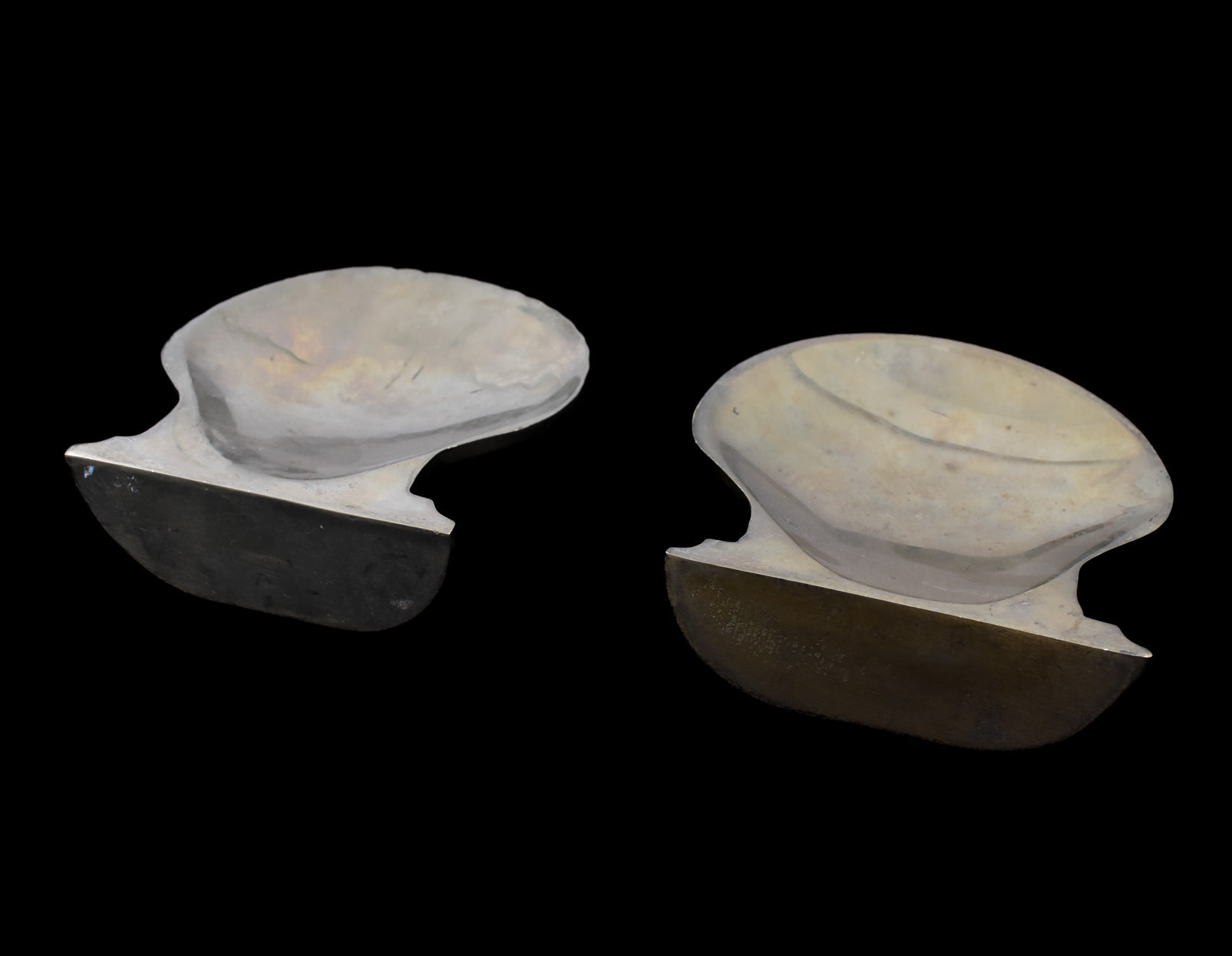 Vintage Metal Sea Shells Used Heavy Set of 2