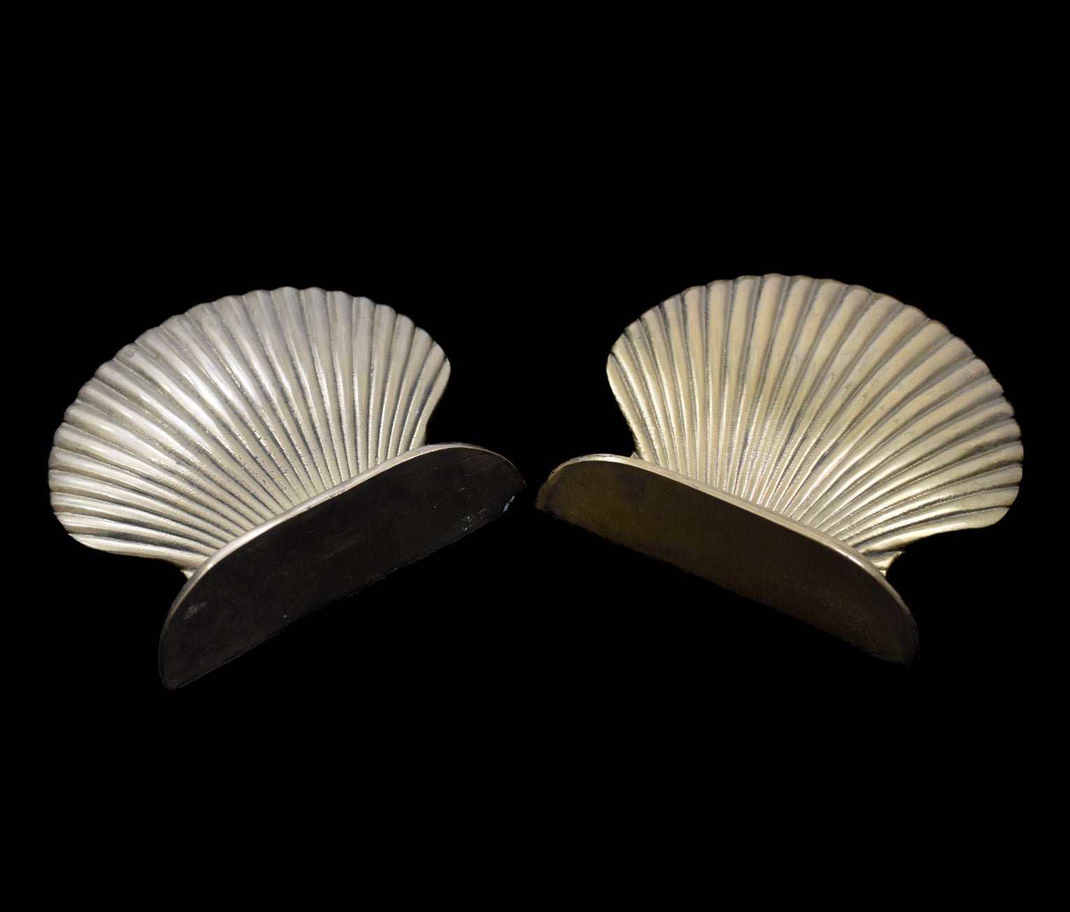 Vintage Metal Sea Shells Used Heavy Set of 2