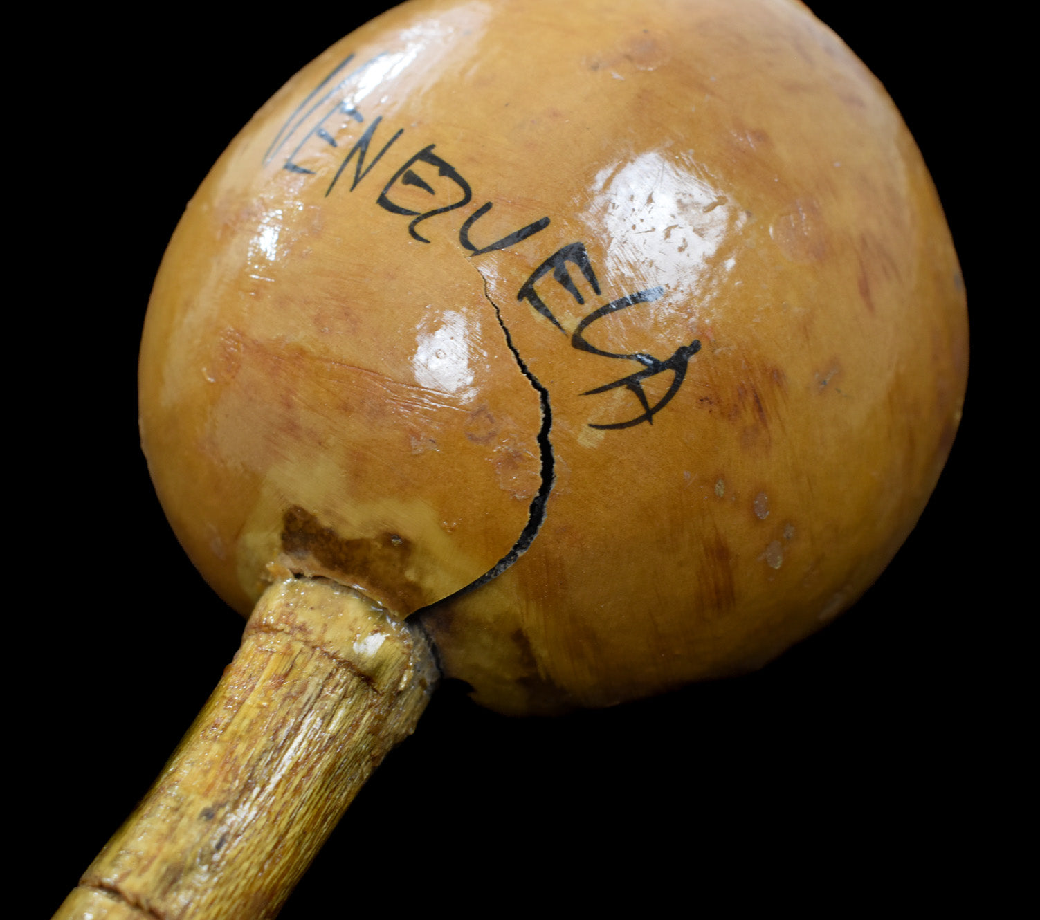 Vintage Venezuela Maraca Wooden Percussion Shaker W Indian DAMAGED