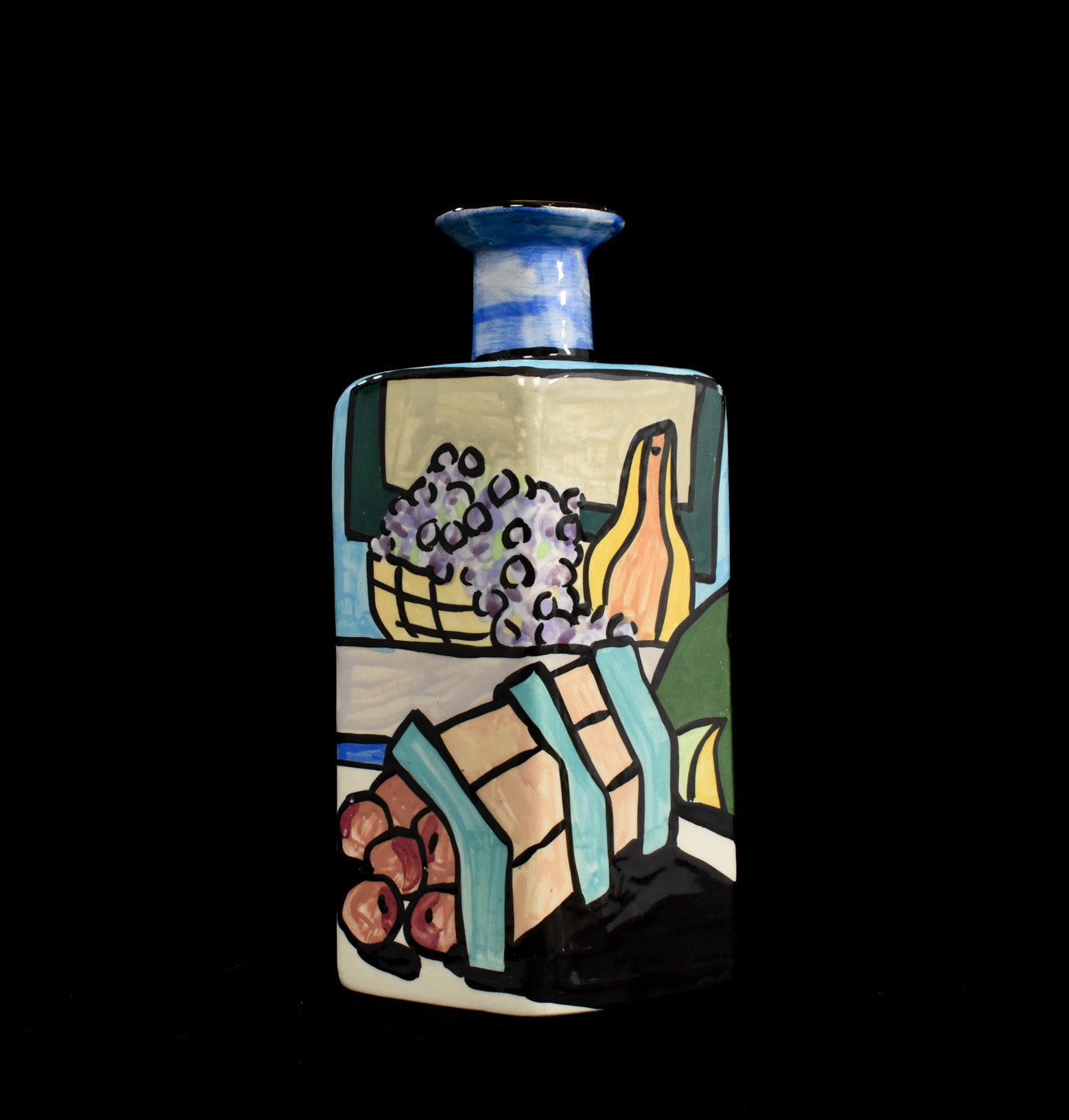 Suzanne Pottery Art Work Vase 8in Used bottle Colorful Fine Piece Used