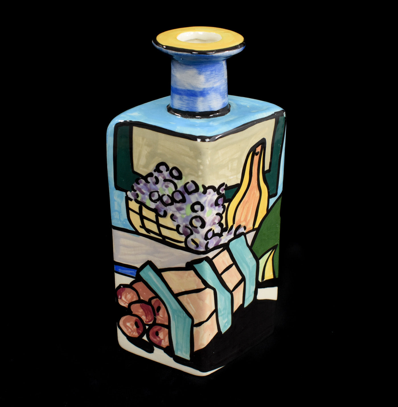 Suzanne Pottery Art Work Vase 8in Used bottle Colorful Fine Piece Used