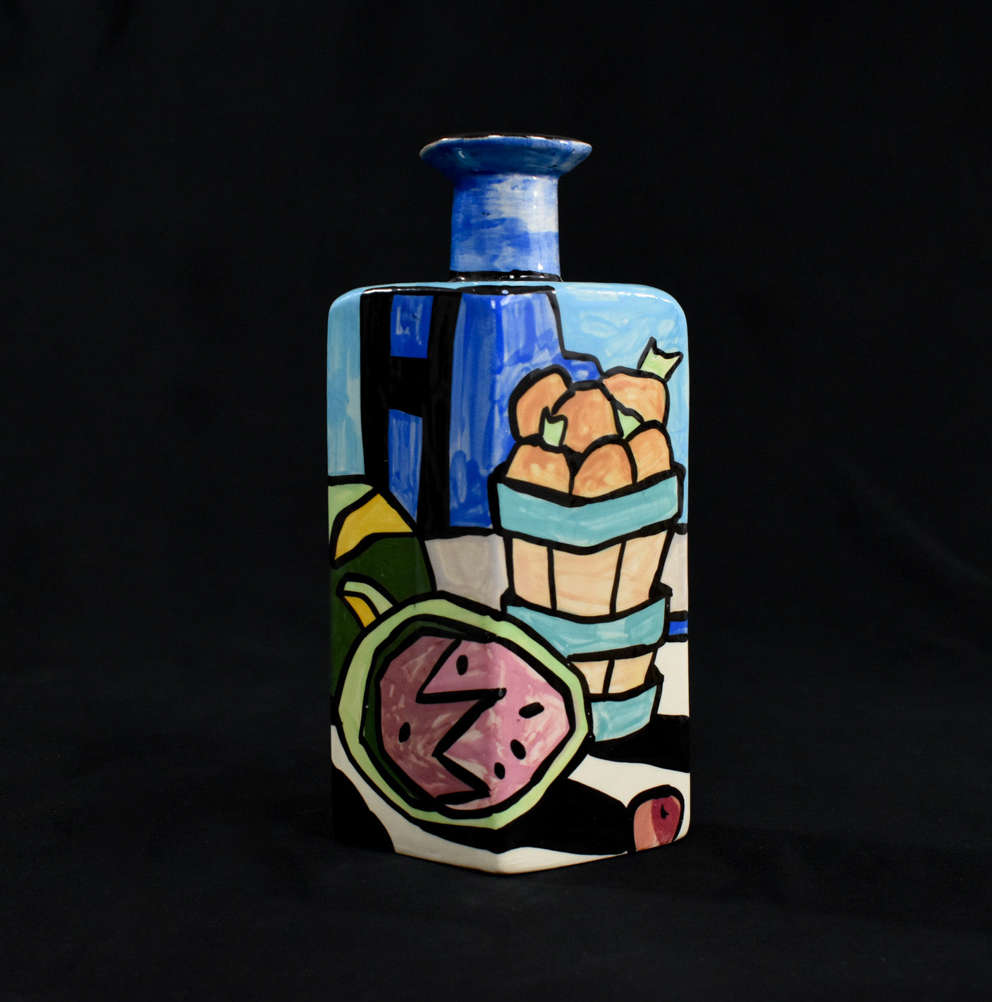 Suzanne Pottery Art Work Vase 8in Used bottle Colorful Fine Piece Used