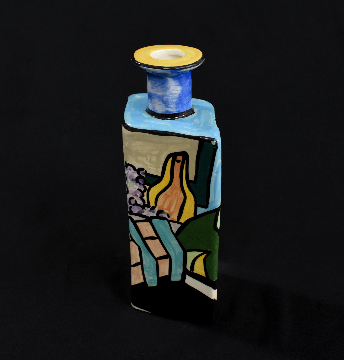 Suzanne Pottery Art Work Vase 8in Used bottle Colorful Fine Piece Used