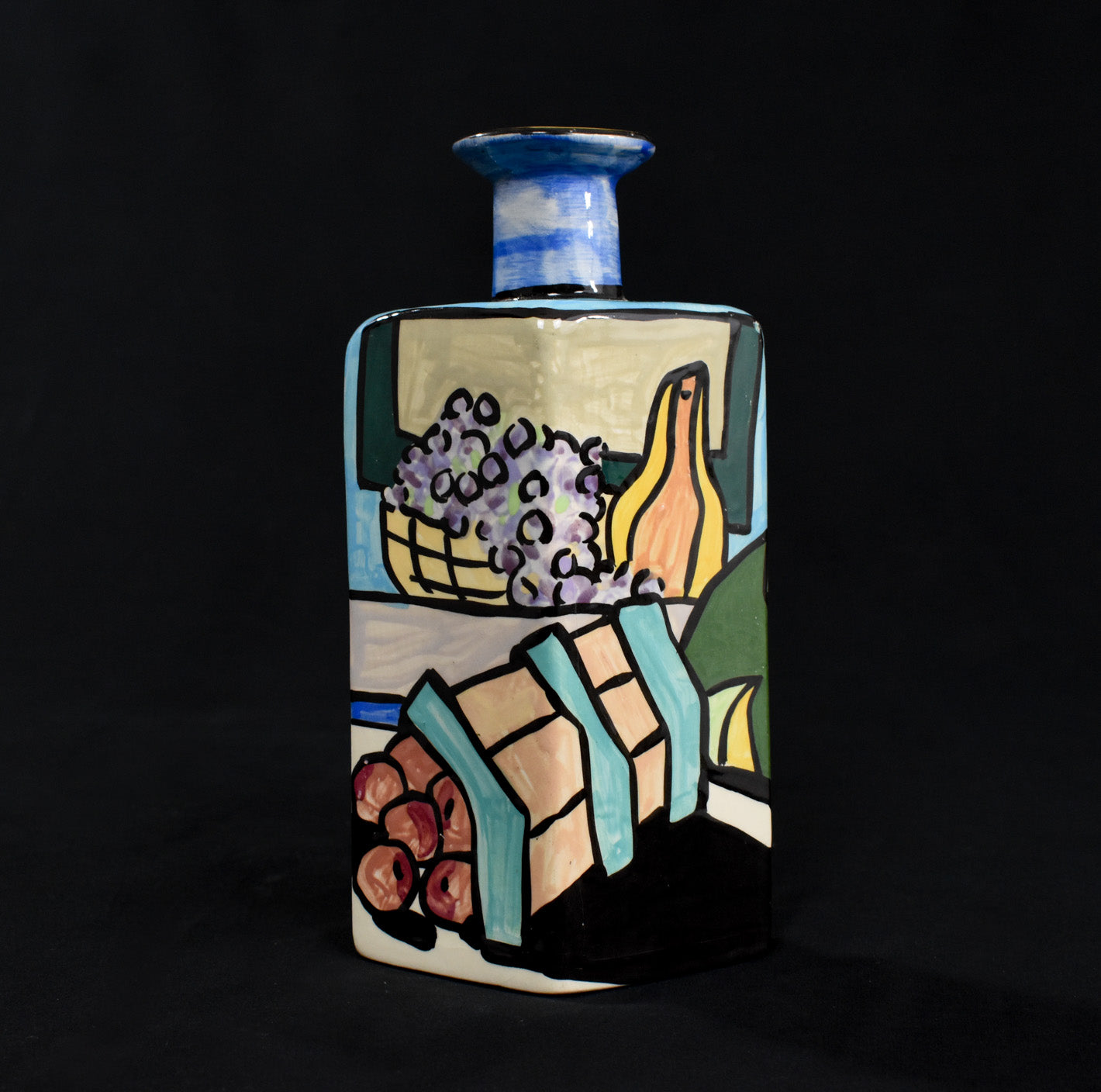 Suzanne Pottery Art Work Vase 8in Used bottle Colorful Fine Piece Used