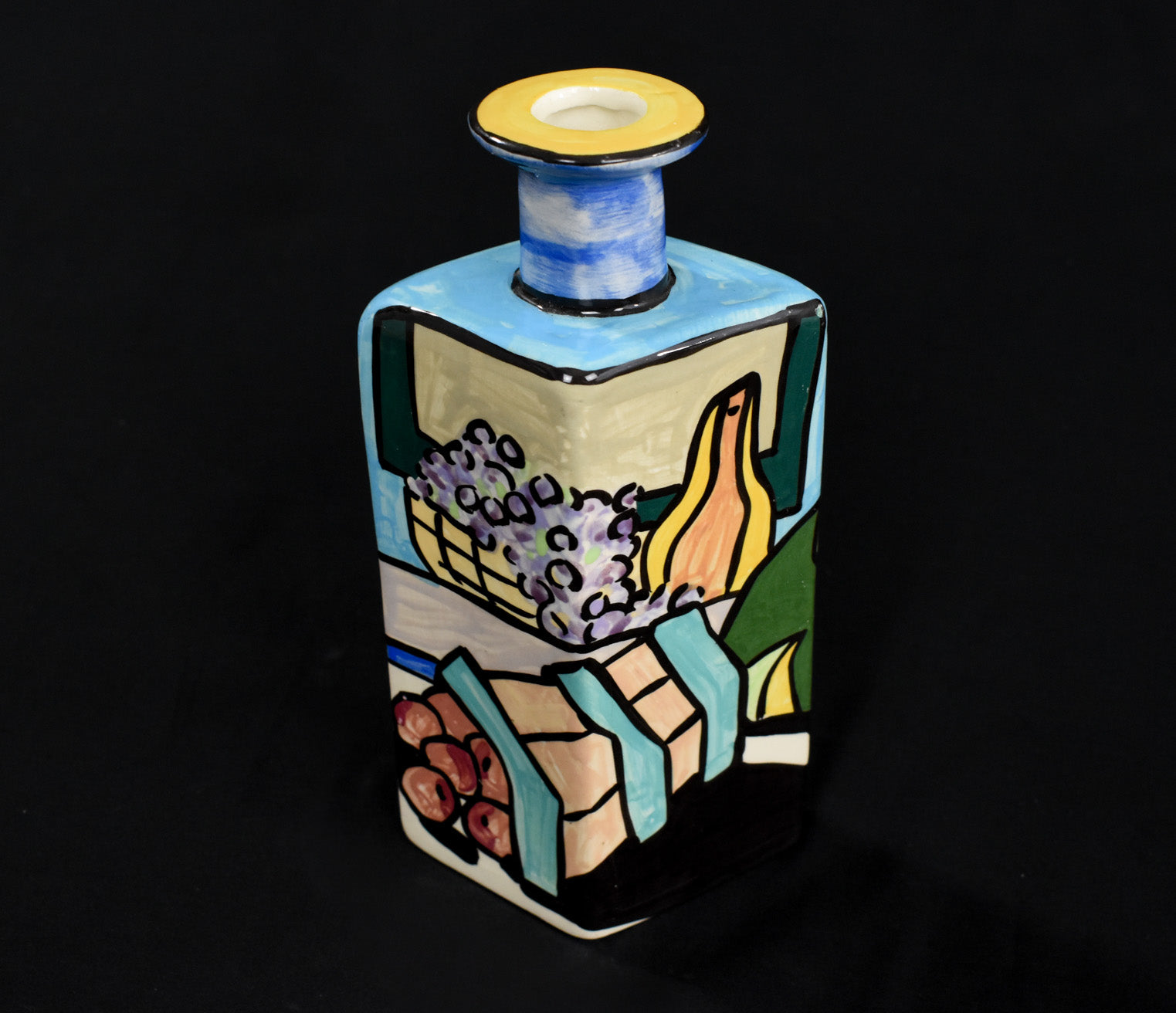 Suzanne Pottery Art Work Vase 8in Used bottle Colorful Fine Piece Used