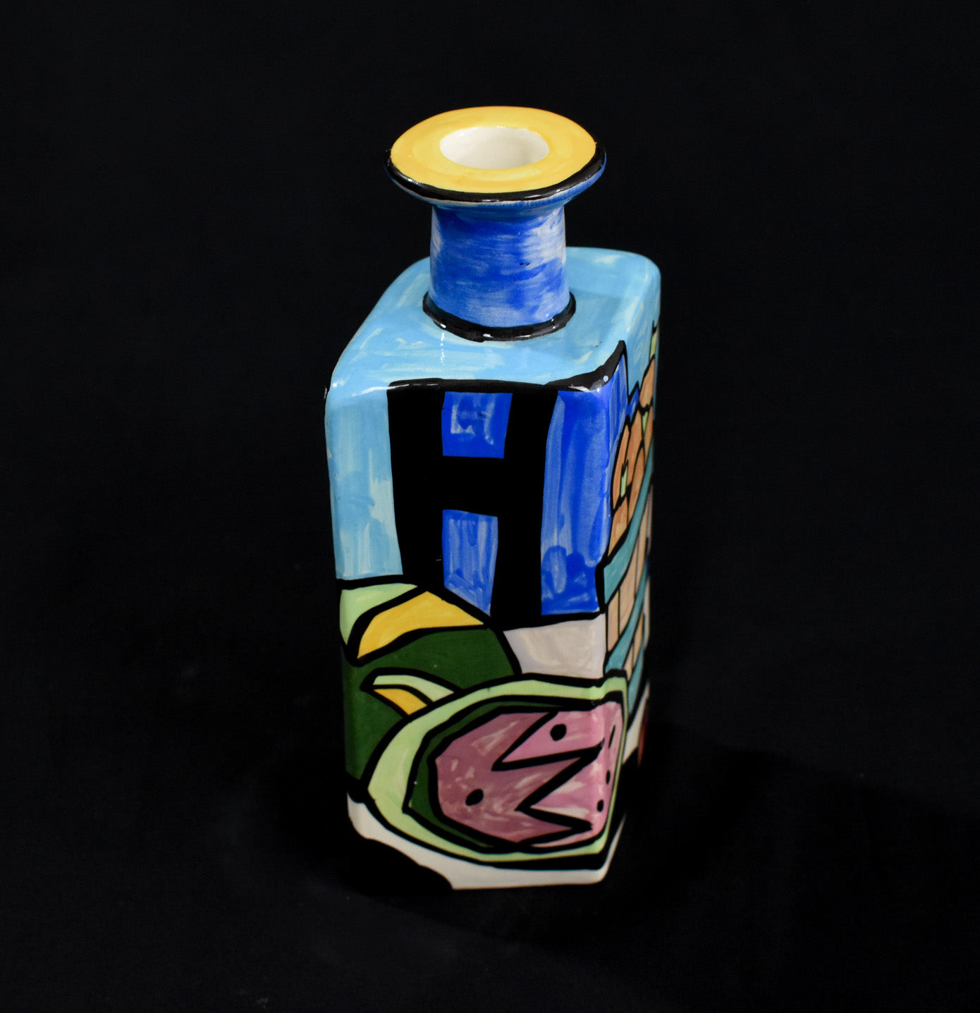Suzanne Pottery Art Work Vase 8in Used bottle Colorful Fine Piece Used
