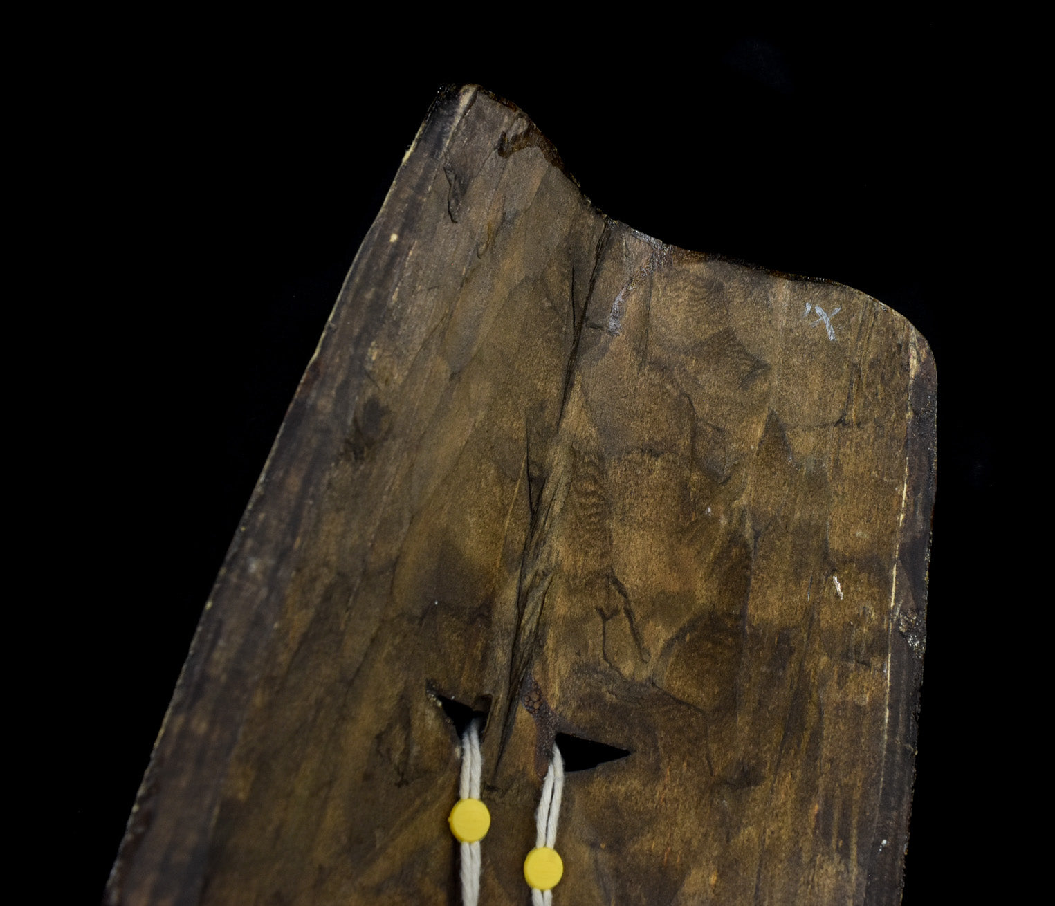 Tiki Mask Wood Artwork Handcrafted Vintage Mask Used Yellow Red Blue
