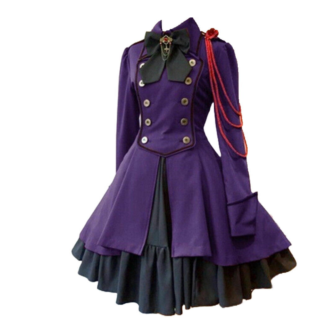 Vintage Princess Court Patchwork Gothic Dress Fashion Women Collar Gothic Dresses for Women Long Sleeve.