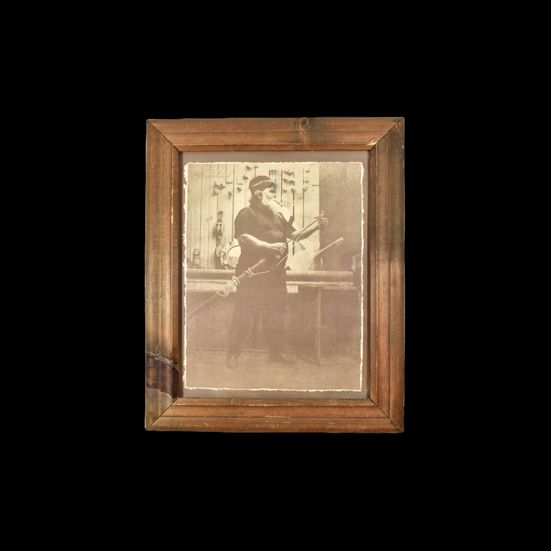 Vintage Fisherman Photo Wood Framed Image