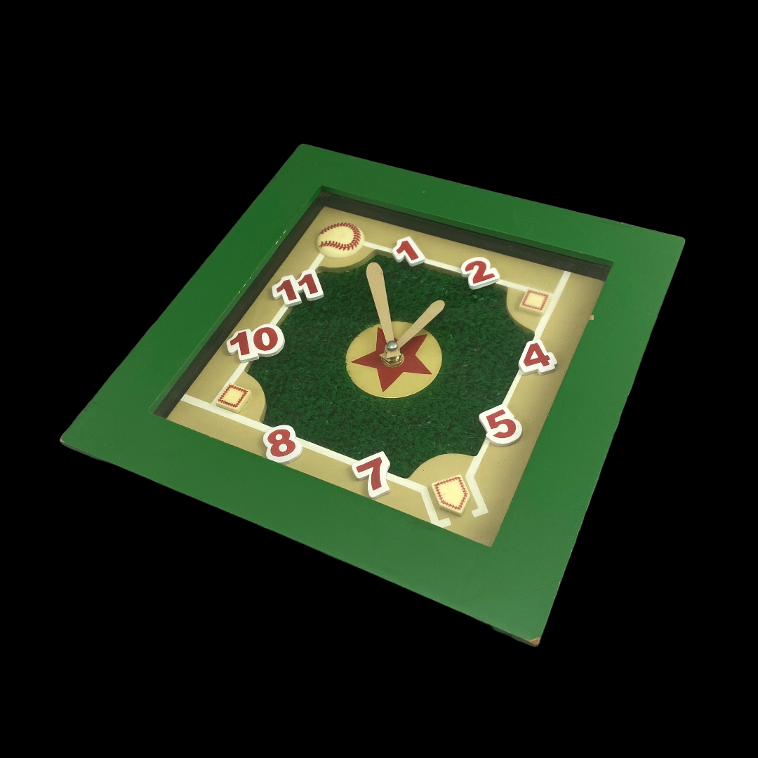Baseball Clock 10x10 Used Clock Kids Bedroom Hanging Clock Green Boys Used