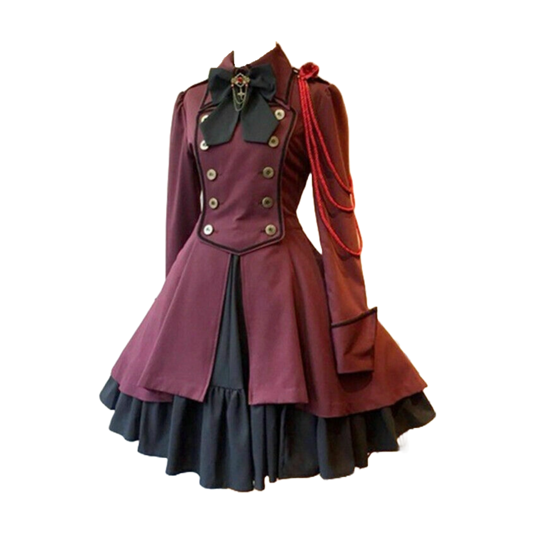 Lolita Women Gothic Dress Bow Black Lace Halloween Cosplay Costume