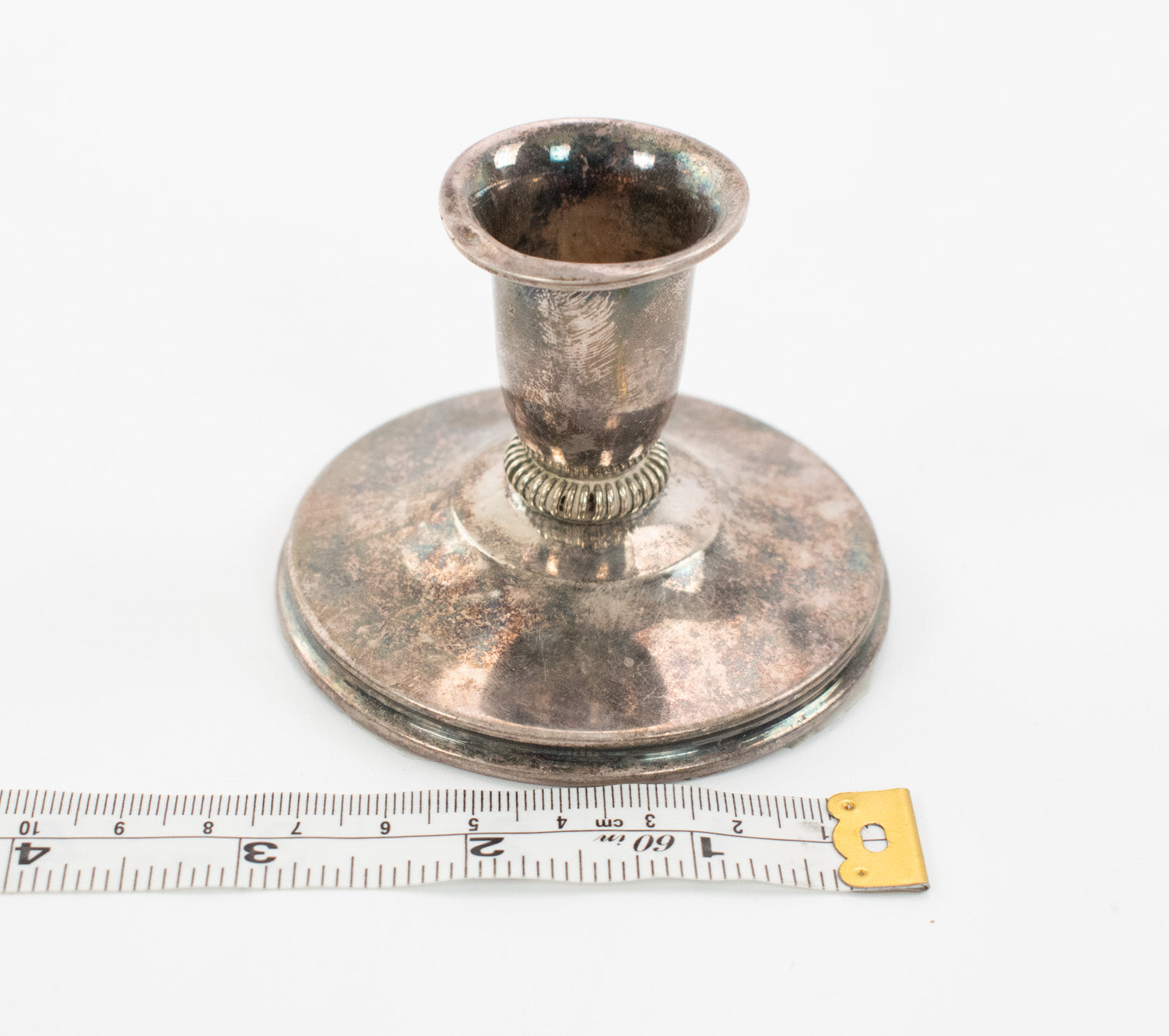 Vintage Candle Stick Holders Silver Set of 2 Used 2 Inch Tall