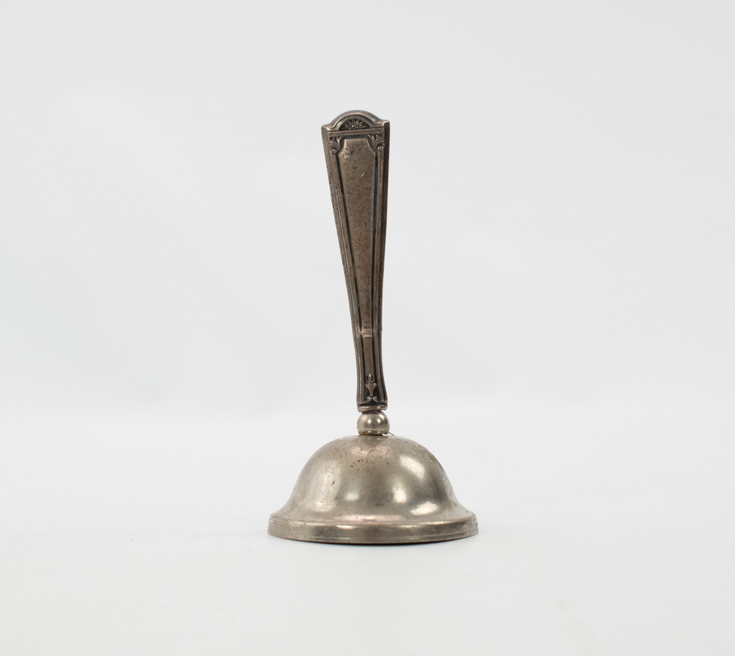 Vintage Bell Hand Held Silver Metal Ringing Bell Hanging Ring Used 4inch
