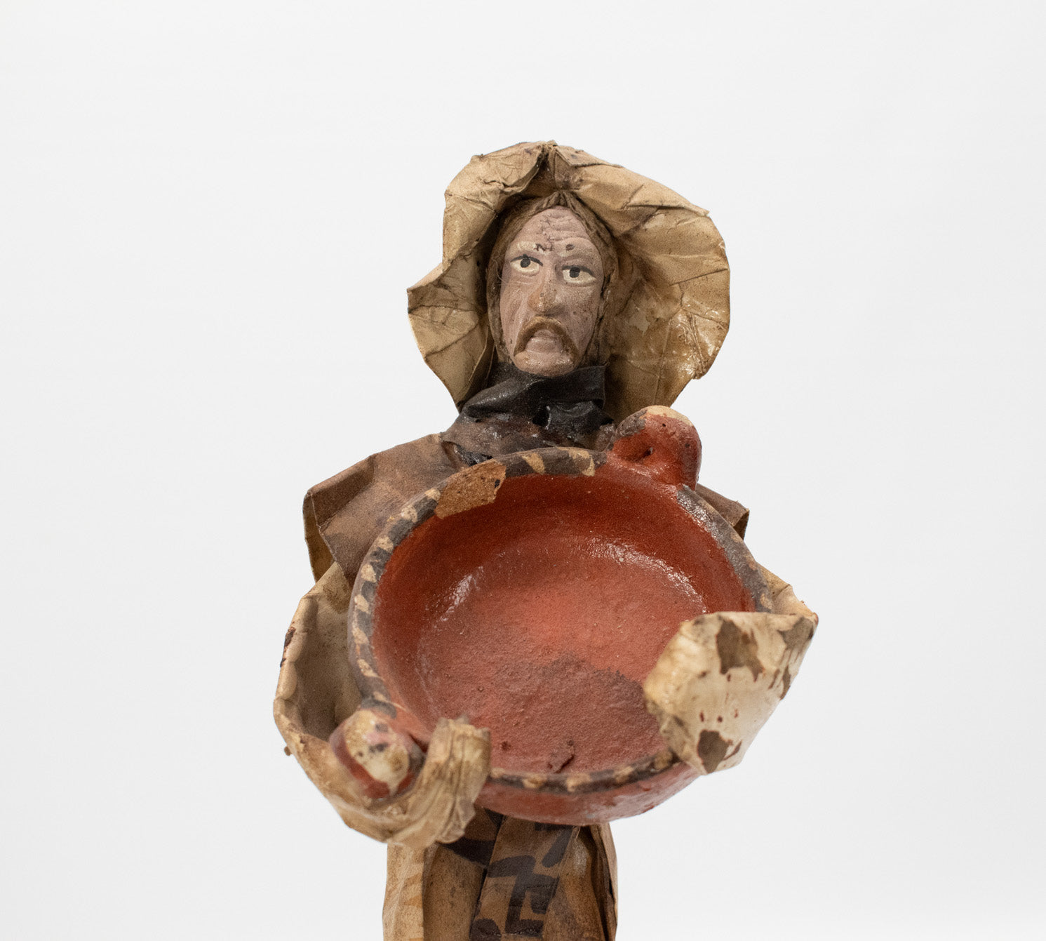 Vintage 1980's Mexican Folk Art Paper-Machete Sculpture Peasant Man & Woman