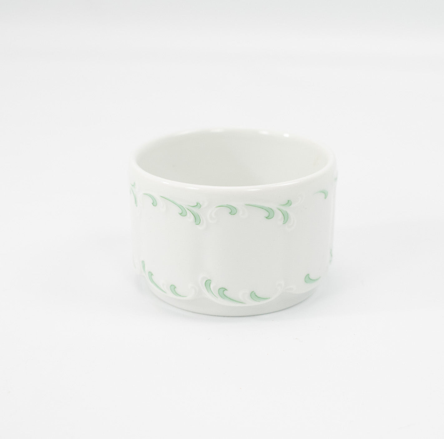 Classic Rose Small Ceramic White and Green Loral Cup