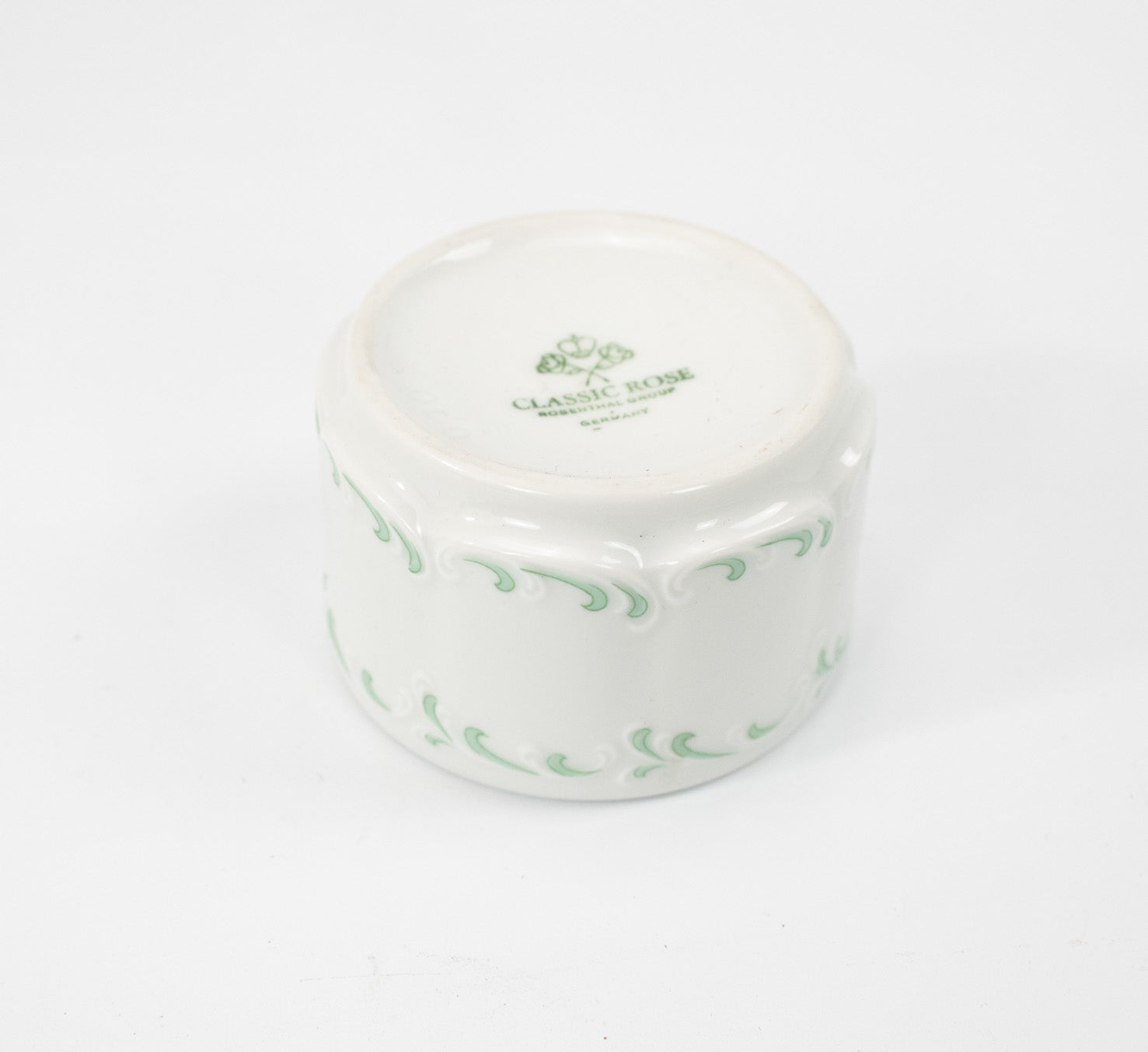 Classic Rose Small Ceramic White and Green Loral Cup