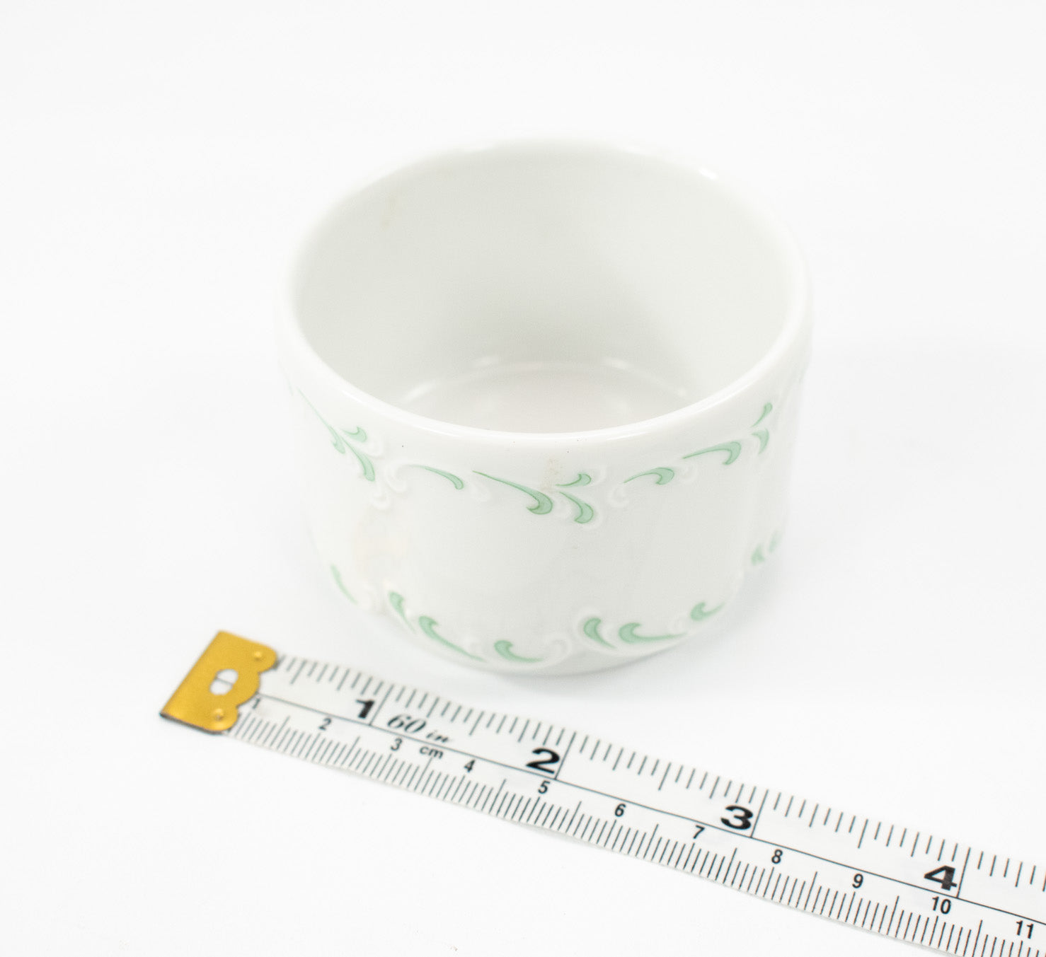 Classic Rose Small Ceramic White and Green Loral Cup