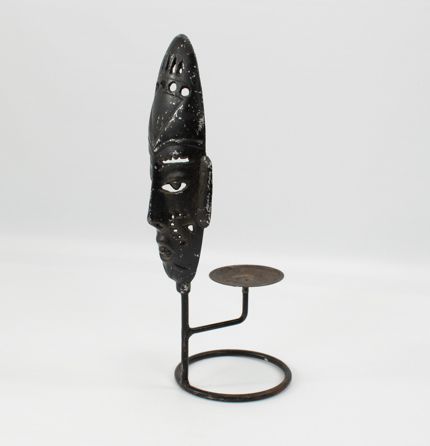 Metal Candle Holder South American Native Face