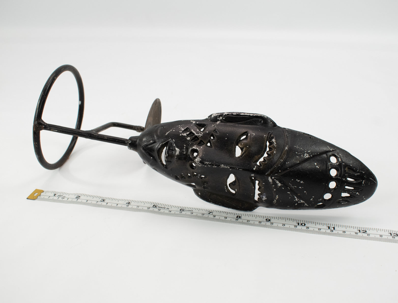 Metal Candle Holder South American Native Face