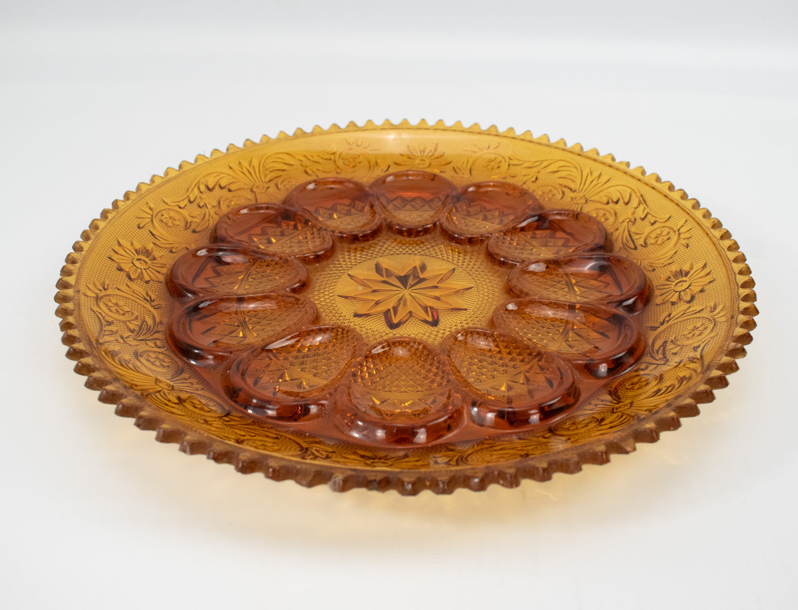 Vintage Egg Platter Plate Brown Glass Plate Serving Plate Used