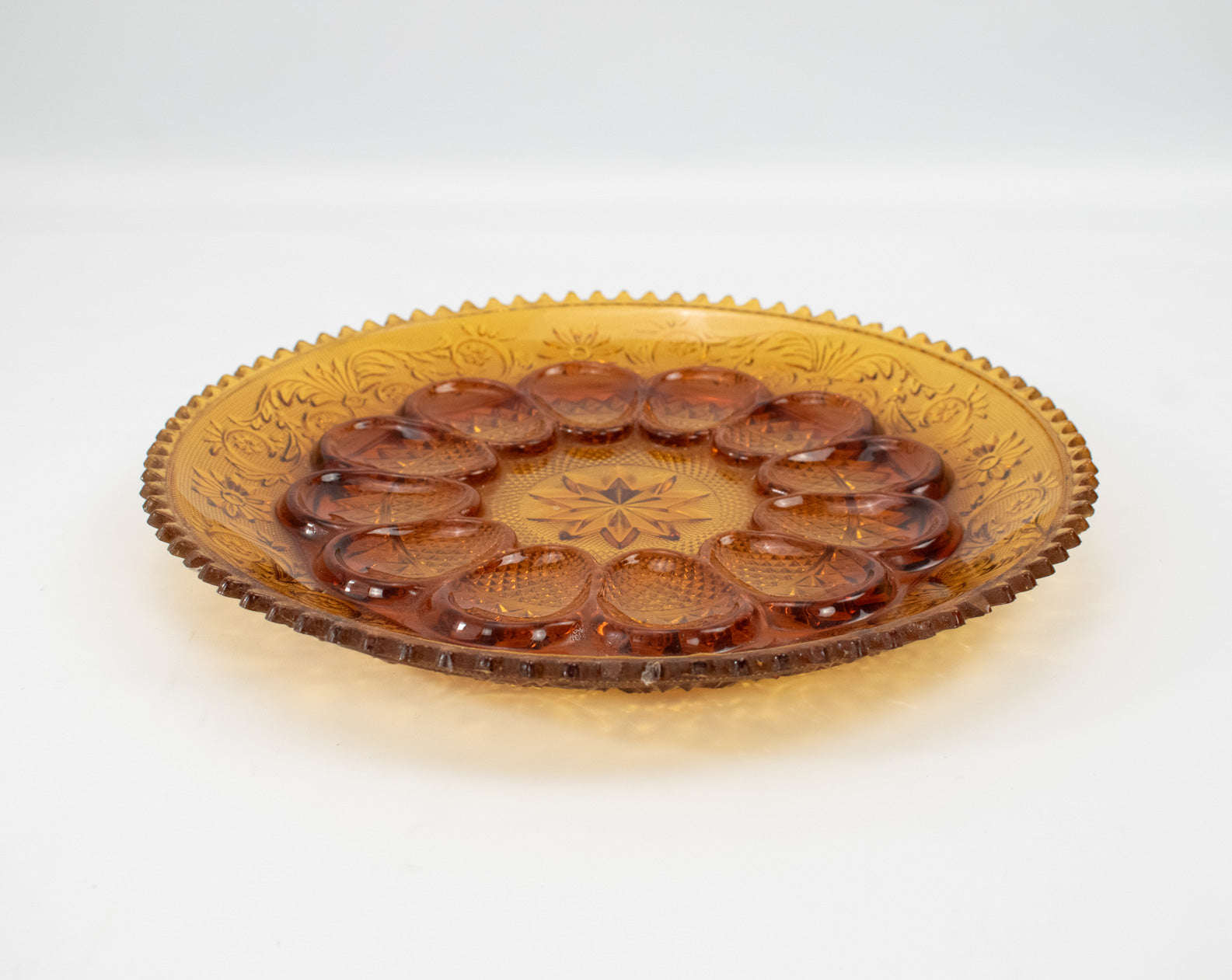 Vintage Egg Platter Plate Brown Glass Plate Serving Plate Used