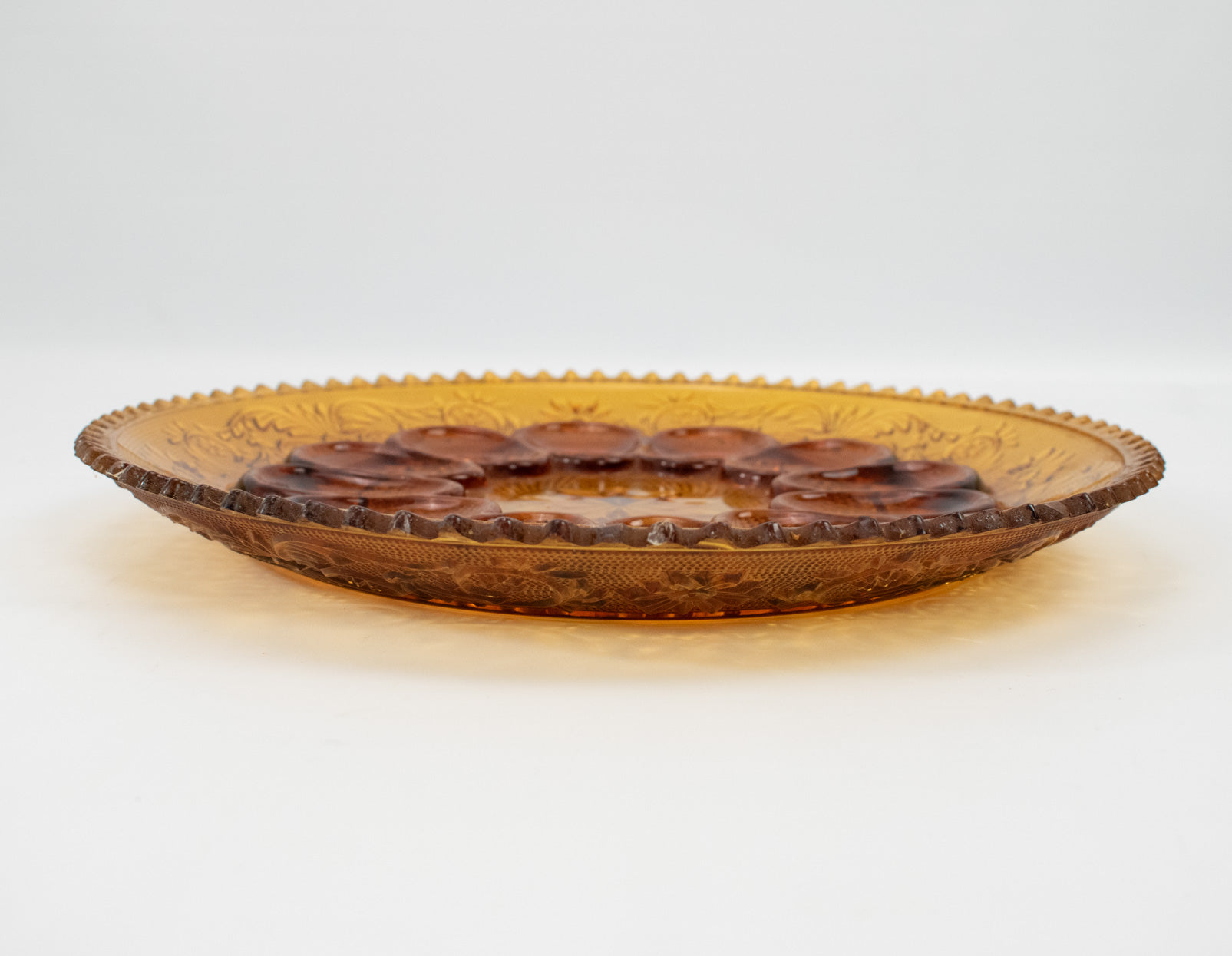 Vintage Egg Platter Plate Brown Glass Plate Serving Plate Used