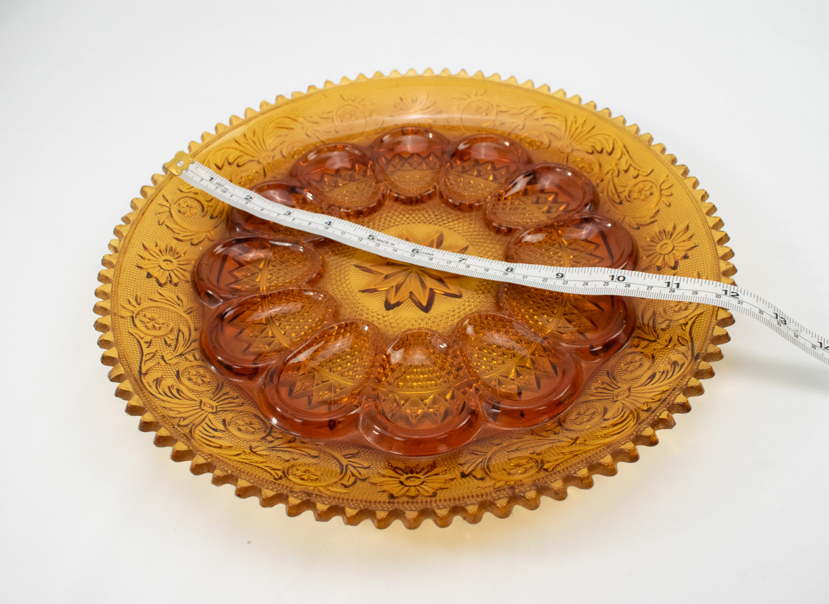 Vintage Egg Platter Plate Brown Glass Plate Serving Plate Used