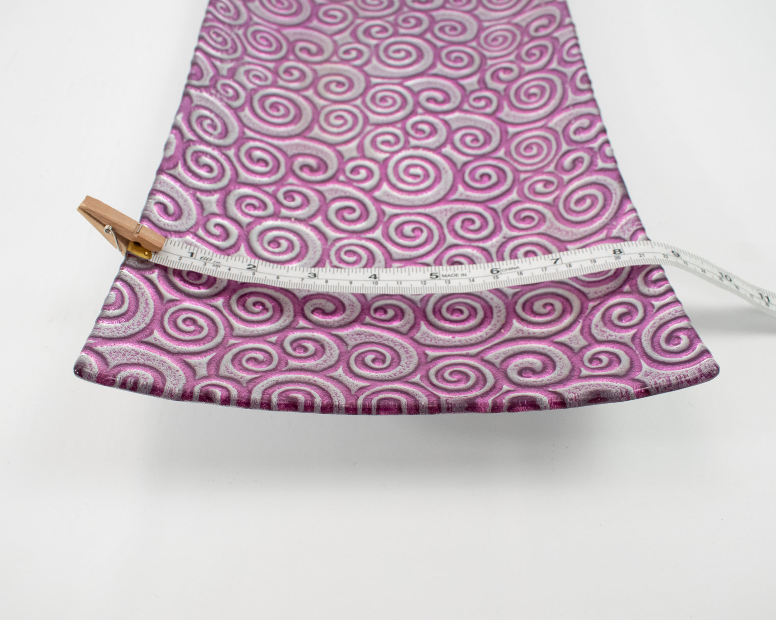 Table Dish Center Piece Purple & Silver Long Plate Used 18x8