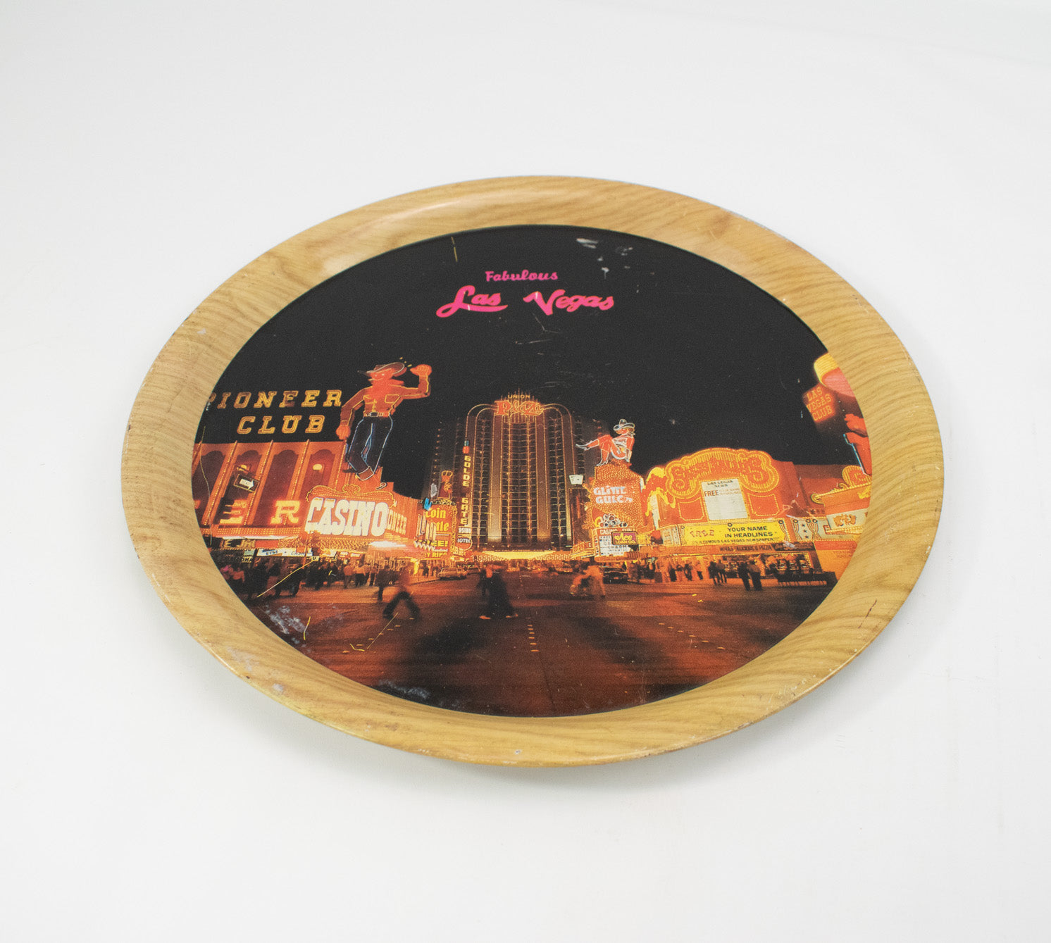 Vintage Las Vegas Plate Tin Collectible Plate Used