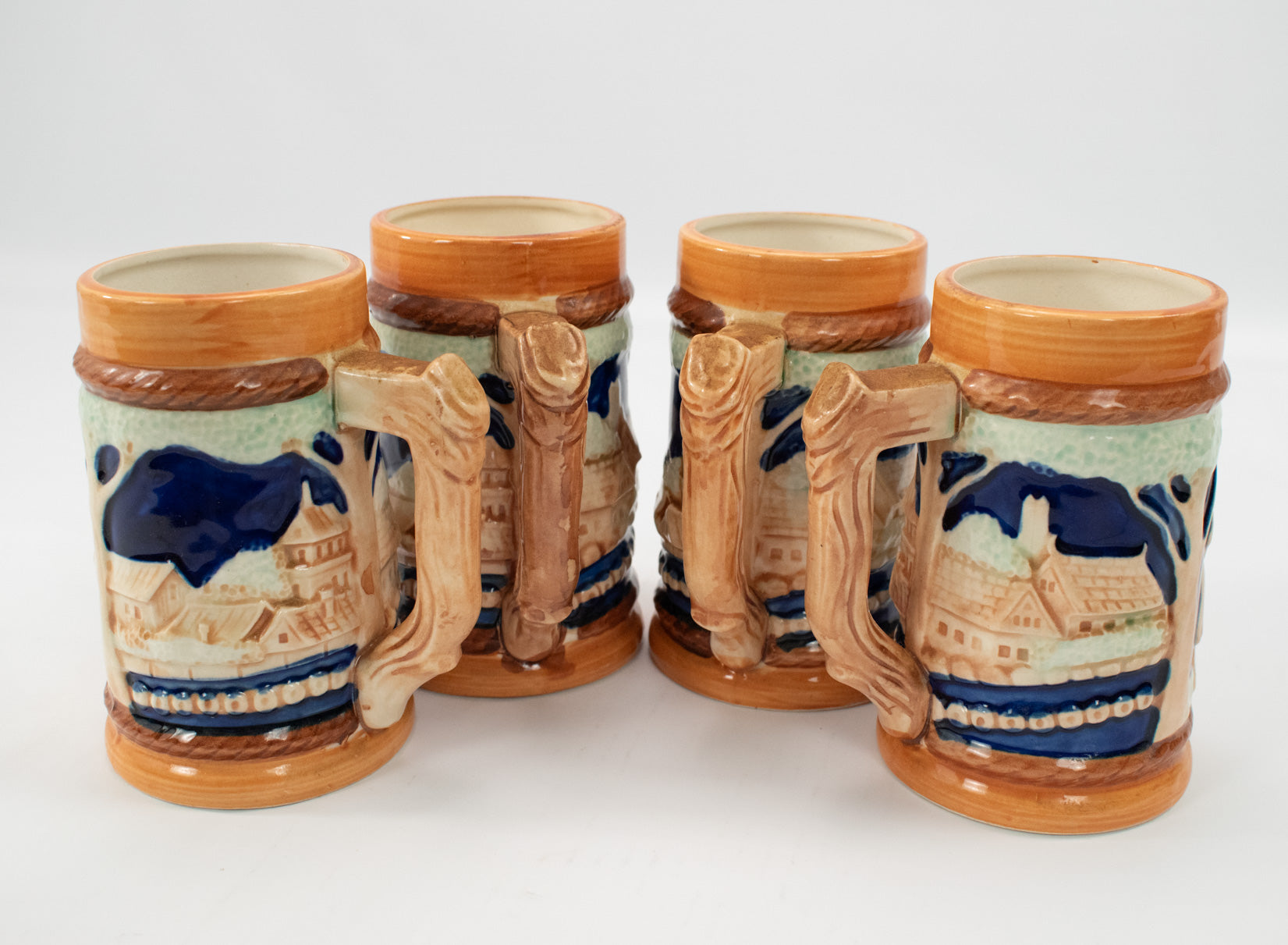Beer Stein Mug Cup lot set of 4 Ceramic Vintage Beer Mug Set