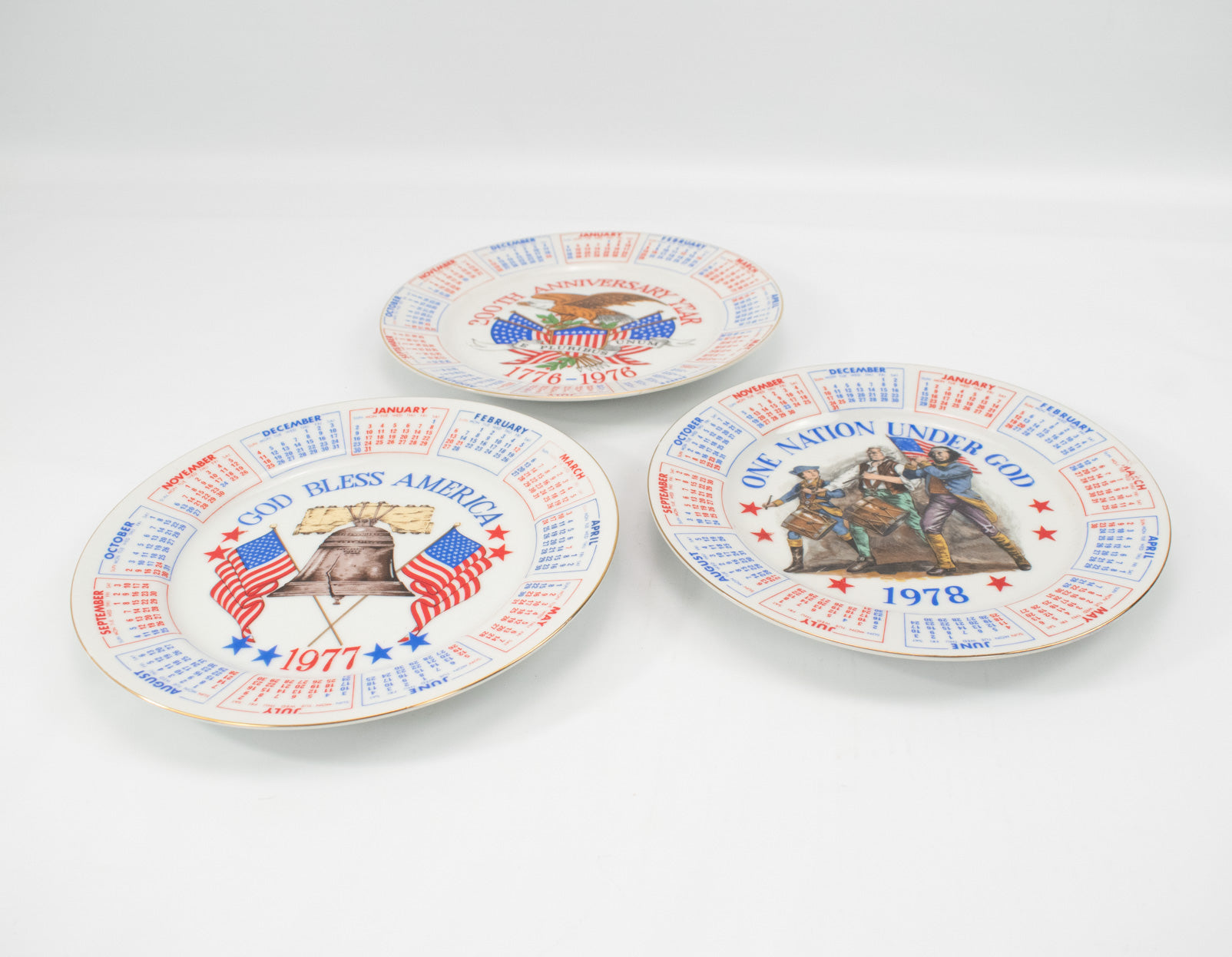 Spencer Gifts 1975 Exclusive United States Plate Set of 3 Rare American Pride USA