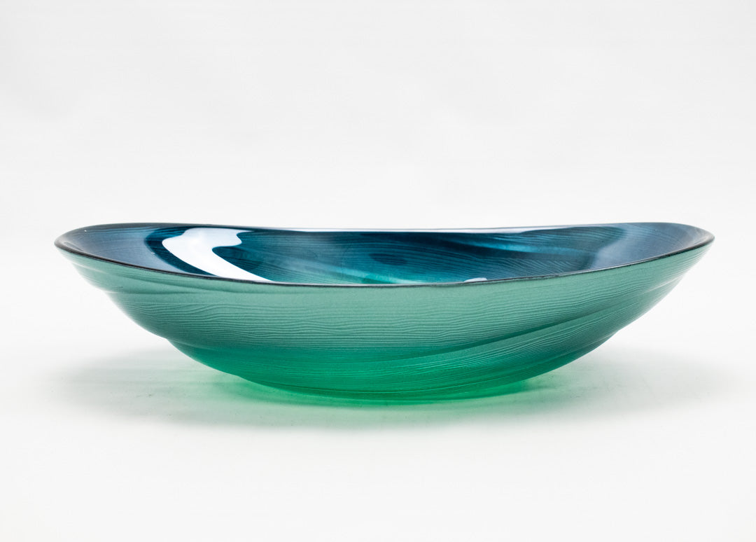 Glass Bowl Table Decor USED 15 Inch Mixed Color Teal Blue Green
