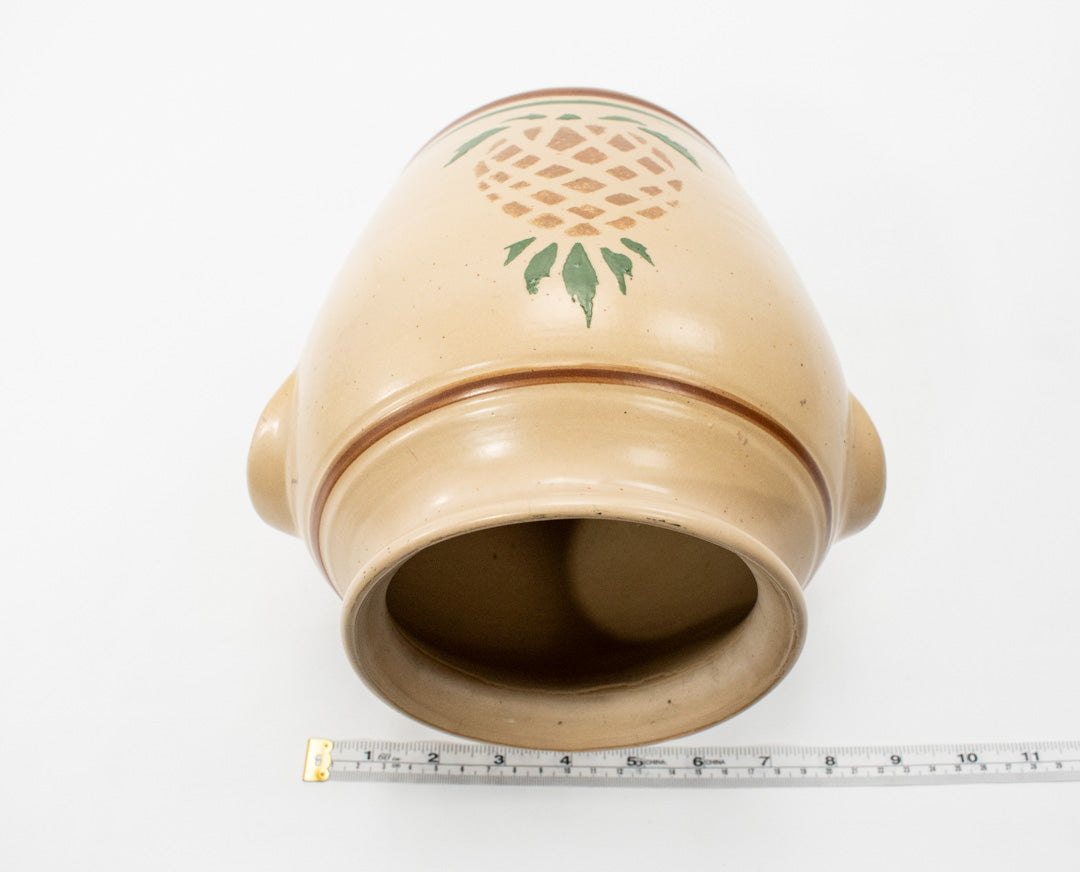 Pottery Vintage Pot and Lid Pineapple Container used 8 x 8 width AMAZING SHAPE !