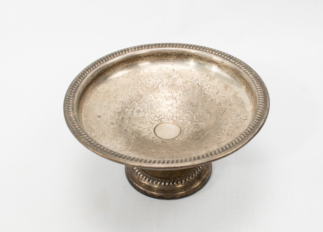 Vintage Serving Dish Tray Standing Metal Used