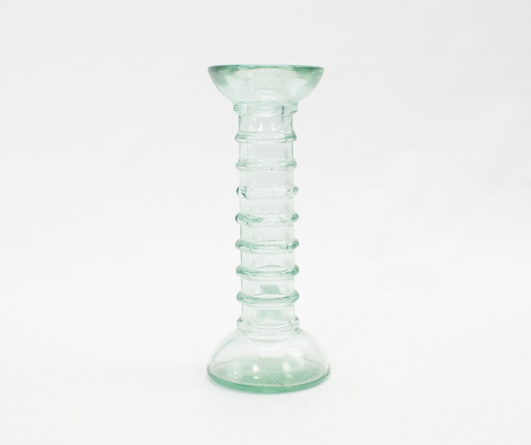 Candle Stick Glass Clear Tall Used 7in Candle Set Standing Pair