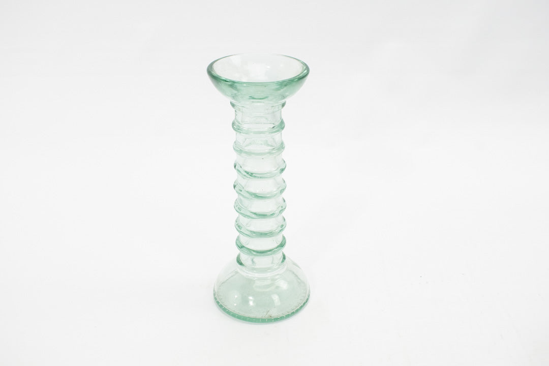 Candle Stick Glass Clear Tall Used 7in Candle Set Standing Pair