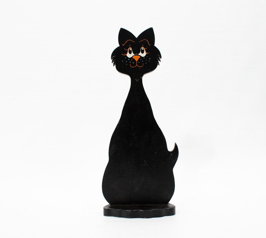 Black Cat Halloween Wood Standing Home Decor Used