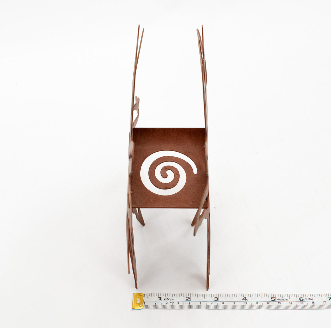 Metal Sun Candle Holder Standing Brown Used Decretive