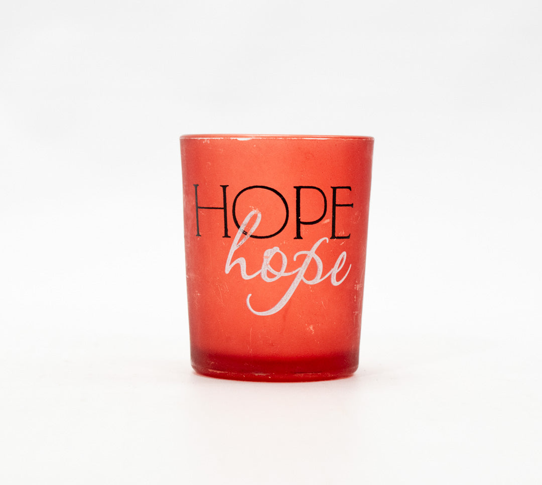 Red Candle Holder Hope Glass Used 3inch Small