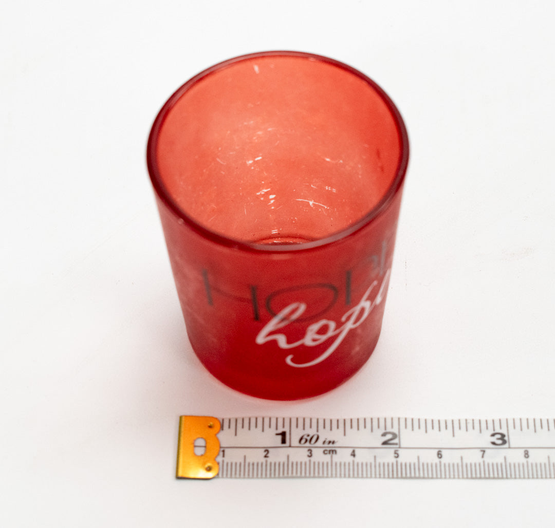 Red Candle Holder Hope Glass Used 3inch Small