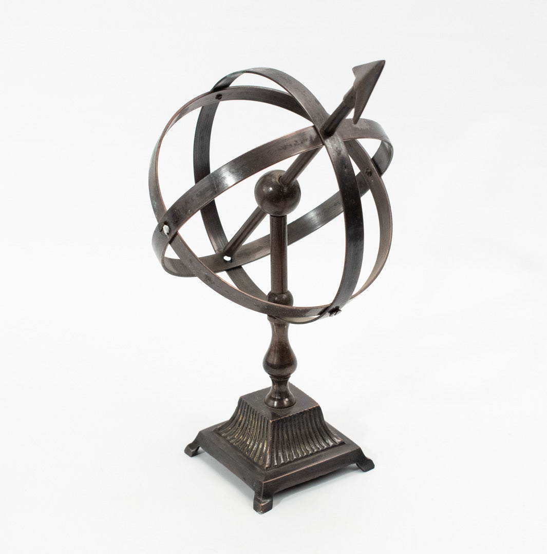 Diez Globe Armillary Sphere Global Arrow Statue Black Metal Used 9in
