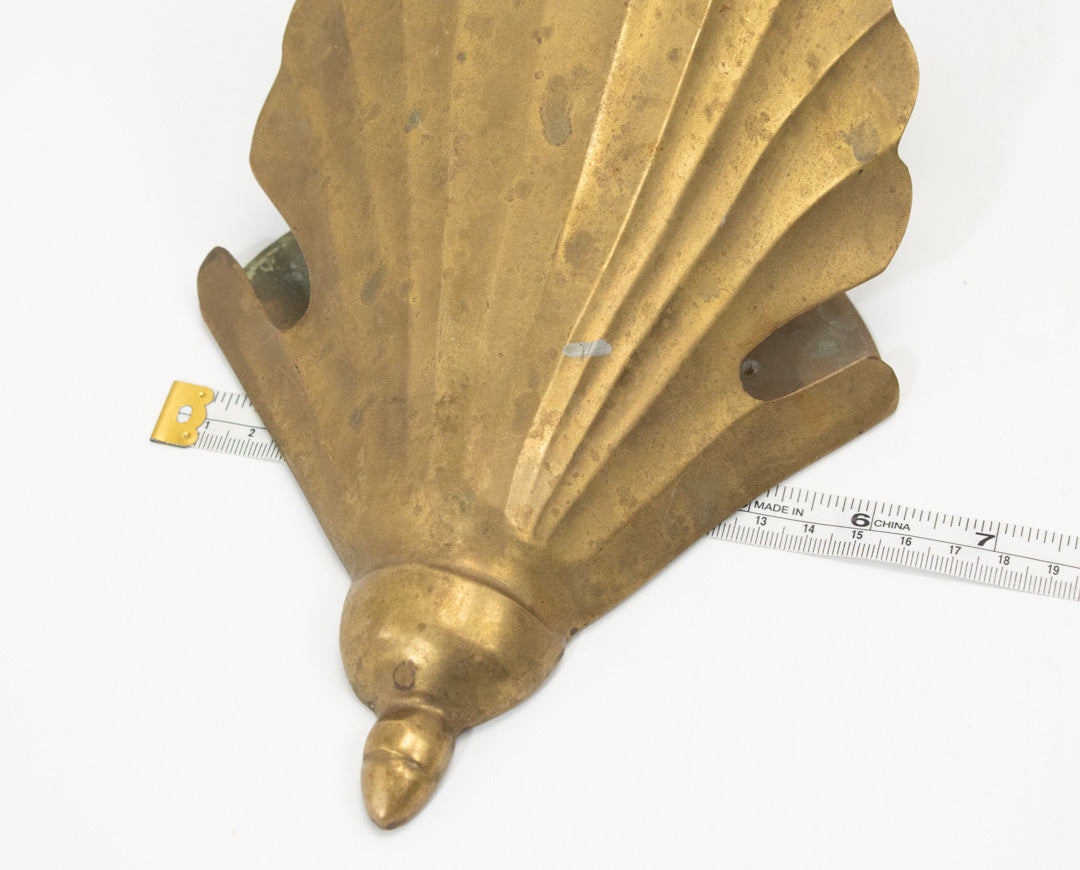 Brass Bronze Wall Decorative Metal Leaf Shell Pocket Piece Used 11in