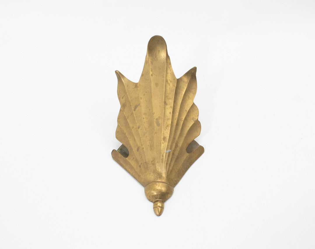 Brass Bronze Wall Decorative Metal Leaf Shell Pocket Piece Used 11in