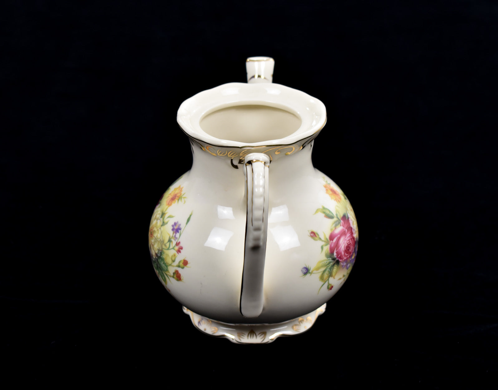 Flowering Shrubs Image Ivory Ceramic Tea Pot Floral Vintage Teapot 29oz