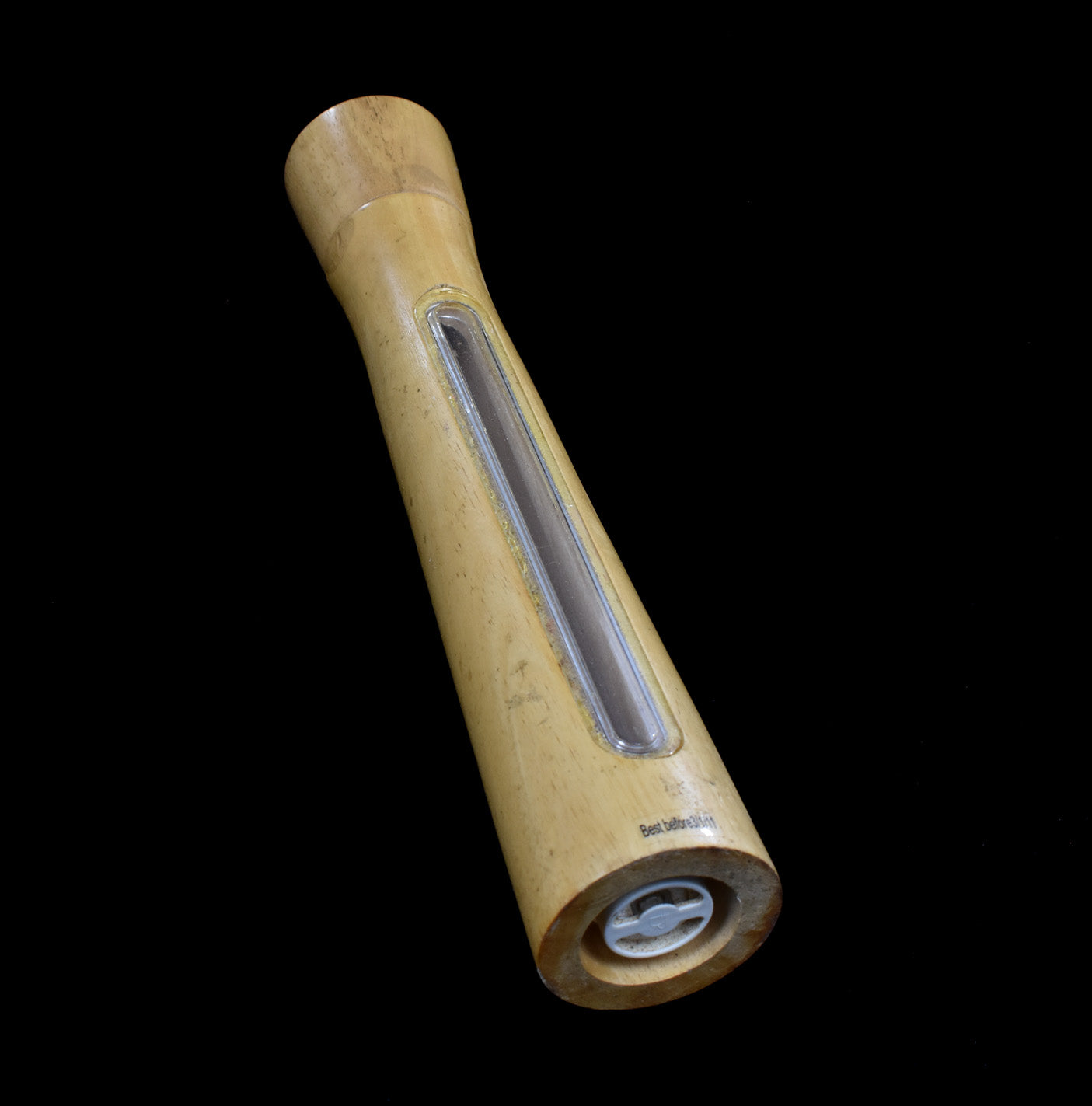 PEPPER MILL GRINDER Salt & Pepper side windows 16 Tall Used Maple Wood